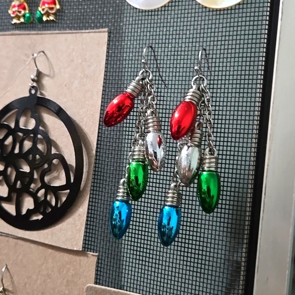 Colorful Christmas Light Bubs Drop Earrings - Picture 4 of 6